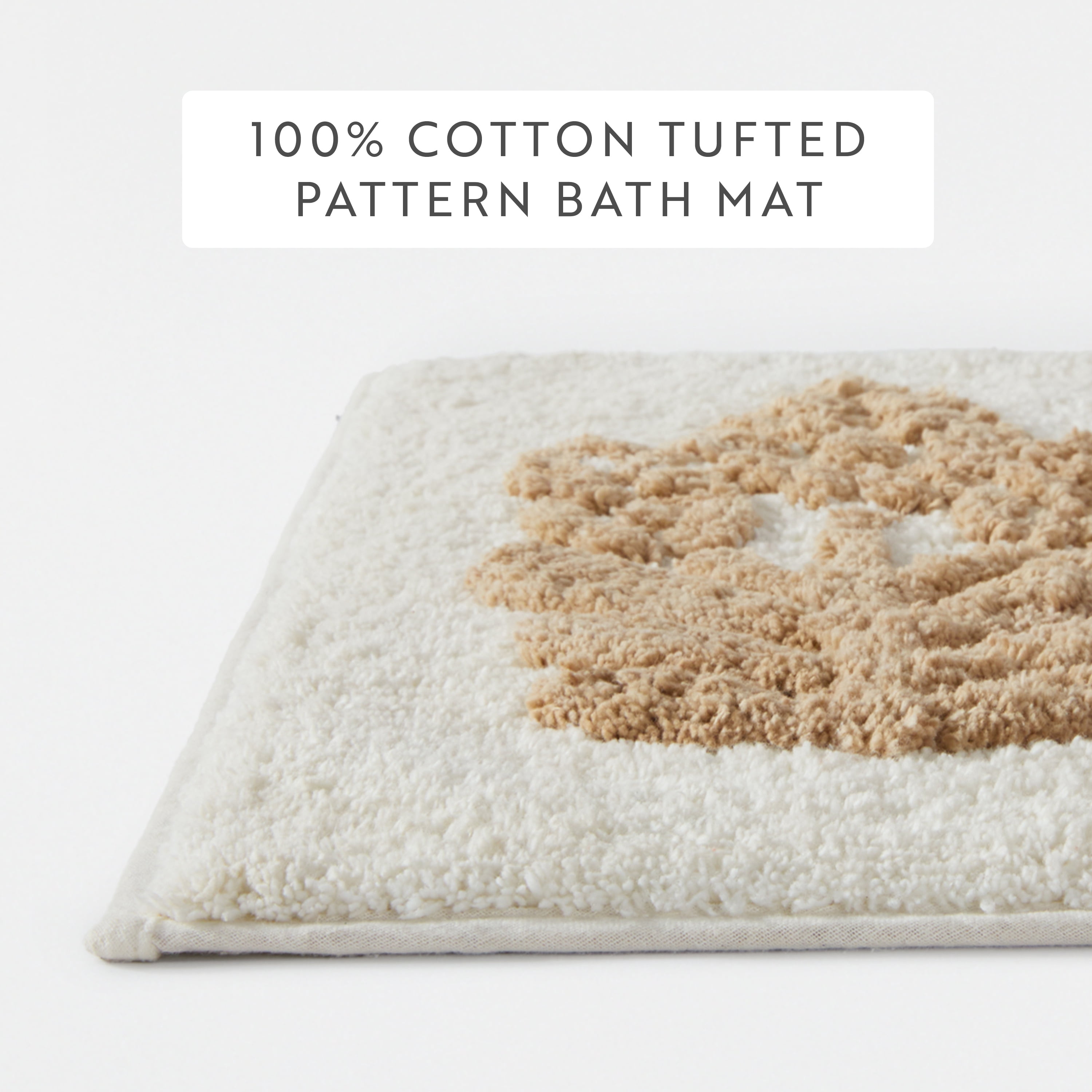 100% Cotton Floral Patterned Bath Mat by Comfort Canopy, Natural Folk Leaves, 24" x 17"
