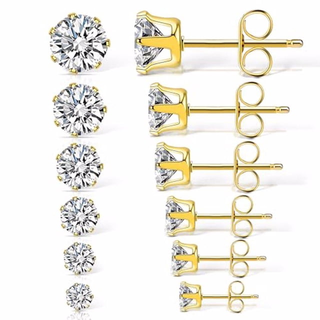 Qarigey 6 pares de aretes exquisitos para mujer hechos con acero inoxidable para mayor durabilidad Mini aretes Ropa, zapatos y accesorios Miscelánea