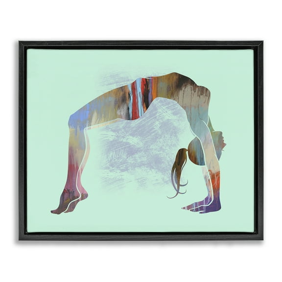 Stupell Industries Yoga Exercise Pose People Painting Black Floater Framed Canvas Art Print Wall Art, 21 x 17