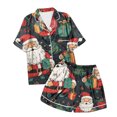 thumbnail image 4 of Women Outfits Short Sleeve Christmas Graphic Print Lapel Top And Shorts 2 Piece At Home Wear Women's Clothing Sets L, 4 of 4