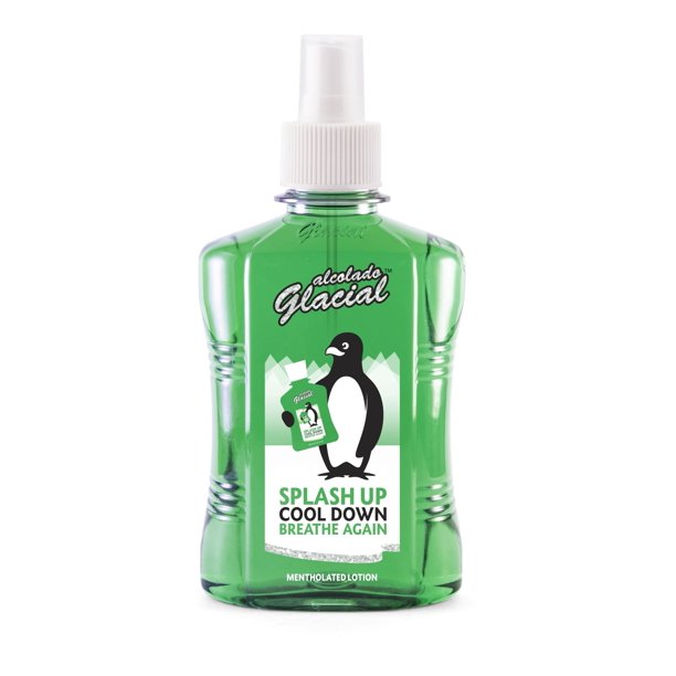 Botella de spray de loción mentolada Glacial Alcolado - Después del afeitado y alivio del dolor muscular | Calmar los dolores y reducir la hinchazón | Loción refrescante refrescante (grande, 8,4 onzas