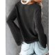 thumbnail image 4 of Suéter bohemio con hombros descubiertos y mangas acampanadas para mujer, suéter fruncido de ganchillo de gran tamaño, color negro, 4 of 5