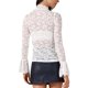 thumbnail image 3 of TOP Casual de Cuello Mock de Encaje Floral y Malla Sheer para Mujeres INSPIRE CHIC Talla XS Blanca, 3 of 6