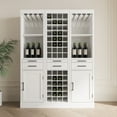thumbnail image 5 of PORKISS Wine Bar Cabinet, Wooden Bar Cabinet with Storage Shelves, Modern Modular Coffee Bar with Hutch, Freestanding Sideboard Buffet Cabinet for Dining Room, White, 5 of 13