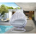 thumbnail image 2 of LeisureMod Modern Beige Wicker Hanging Double Seater Egg Swing Chair with Cushion, Light Grey - Indoor/Outdoor Patio Swing, 2 of 5