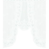 Lilixerw Floral Lace Sheer Rod Pocket Curtain Valance,Embroidery Lace Kitchen Curtain for Bathroom Windows Cabinet Laundry Room Decor