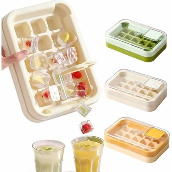 Ice Cube Tray and Ice Ball Maker with Lid and Bin, BPA Free