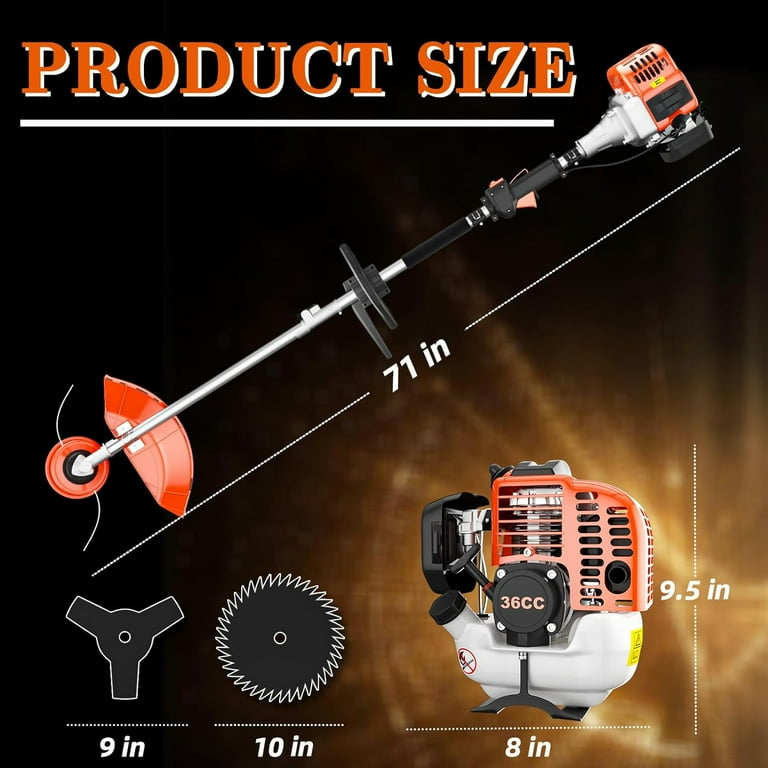 36cc 2-Stroke Weed Eater Gas Powered,3 in 1 Gas Brush Cutter,Gas String Trimmer and Gas Weed Wacker Trimmer for Weeds and Grass