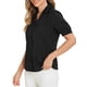 thumbnail image 4 of CAMISA DE MUJER CON CUELLO INSPIRE CHIC, BOTONES EN LA PARTE FRONTAL, MANGAS CORTAS, TAMAÑO XS, NEGRO, 4 of 5