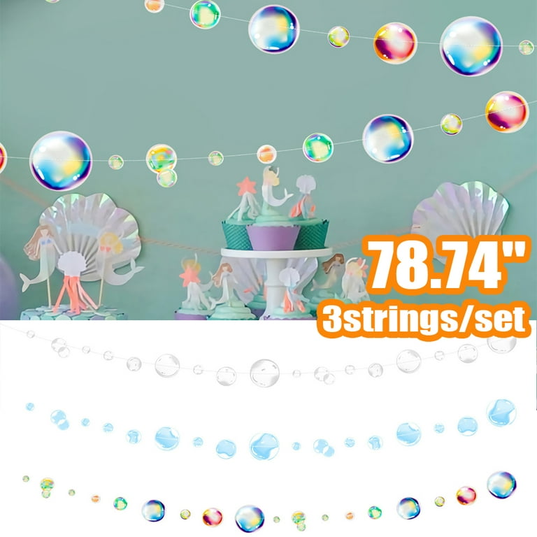 Cheers.US 3 Strings Flat Under the Sea Blue Bubble Garlands for Little  Mermaid Party Decorations transparent Floating Hanging Bubbles Streamer  Pool Ocean Kids Birthday Wedding Baby Shower Decor 