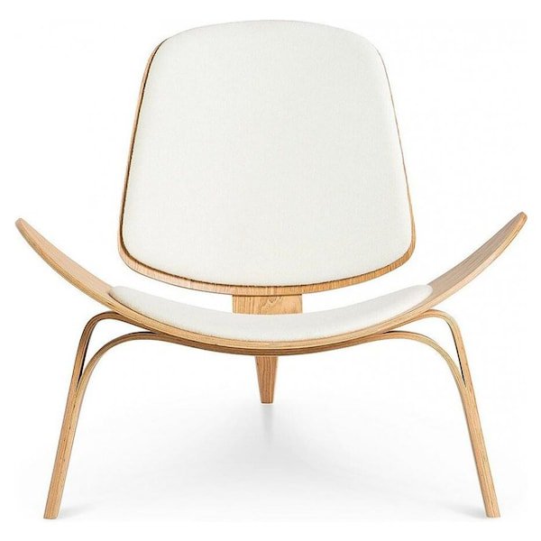 Nicer Furniture Replica Hans Wegner Shell Chair Natural White Walmart Com Walmart Com