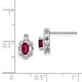 thumbnail image 2 of 925 Sterling Silver Created Ruby Diamond Stud Earrings Ball Button Birthstone July, 2 of 6