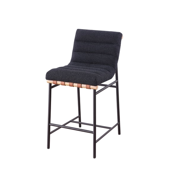 Newboti Furniture Lahni 17.75" Black Boucle Fabric Counter Height Chair 20503