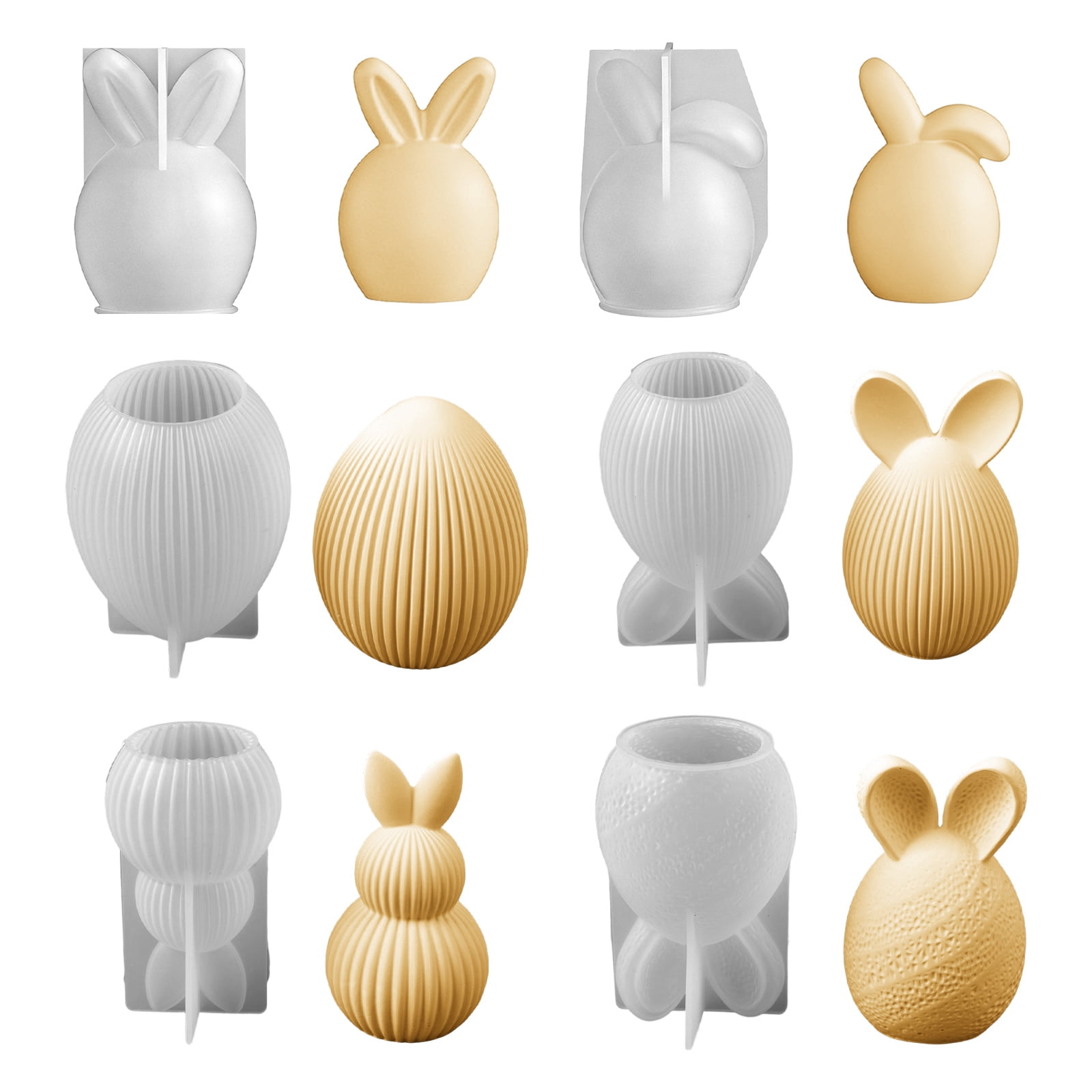 6Pcs Easter Hare Eggs Silicone for Resin Casting Soap Home Decor