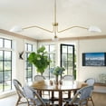 thumbnail image 3 of 3-Arm Mid-Century Brass Chandelier with Glass Shades - Adjustable Dimmable Farmhouse Pendant Light for Kitchen Island, Dining & Living Room, 3 of 8