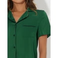 thumbnail image 4 of DARING DIVA Women's Satin Front Single Pocket Pajamas Sets XL Dark Green, 4 of 6