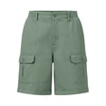thumbnail image 5 of Rggeeun Womens Shorts Solid Color Elastic High Waist Cargo Slim Fit With Front & Back Pockets Cuff Wide Leg For Office Trendy Bottoms,Light Green,M, 5 of 5