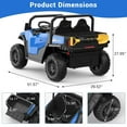 thumbnail image 3 of Shininglove 24V Kids Ride on Dump Truck Car with 2 Seaters, Remote Control, Music Player, Electric Dump Bed & Extra Shovel(Blue), 3 of 8