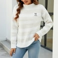 thumbnail image 4 of ShomPort Women's Color Block Sweaters Mock Neck Long Sleeve Casual Loose Knitted Pullover Jumper, 4 of 7
