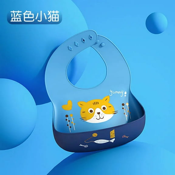 Baby Bib Waterproof Soft Silicone Scarf Summer Cute Cherry Print Adjustable Bibs Burp Cloths Baby Feeding Aprons Kids Eating (D)