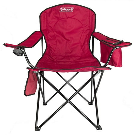 Coleman Cooler Quad Chair - Coleman Folding Quad Chair With Built-In Cooler And Cup Holder, Red | 2000020264