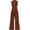 Brown, variant on Womens Summer Jumpsuits Dressy Casual One Piece Outfits Sleeveless Mock Neck Wide Leg Pants Rompers with Pockets