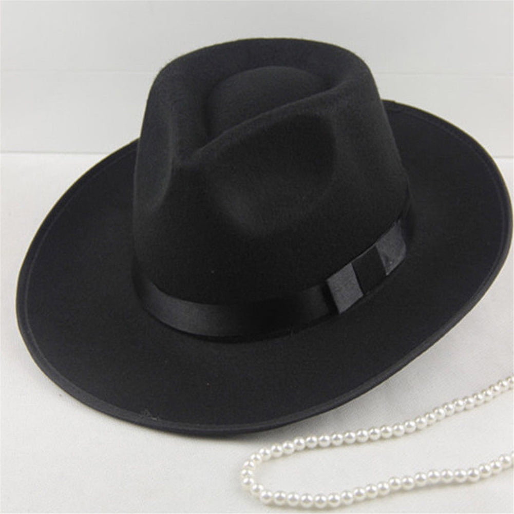 HEVIRGO Sun Visor Men Women Hard Felt Wide Brim Fedora Panama Hat Autumn Vintage Cap