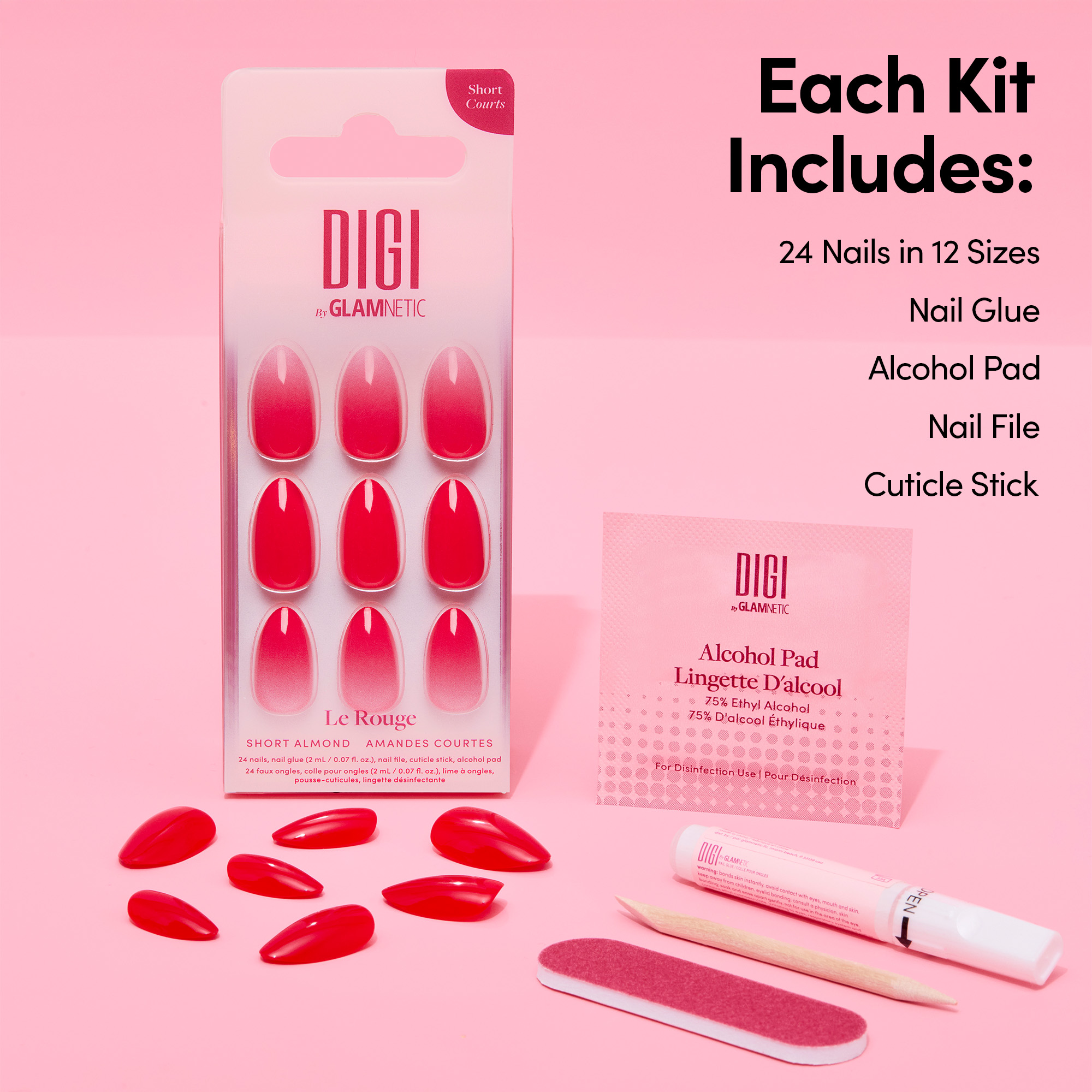 DIGI by Glamnetic Le Rouge Short Almond Press-On Nails photo 5