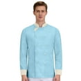 thumbnail image 2 of GrmtClth Chef Jacket for Men Double-Breasted Bakery Cook Shirts Long Sleeve Soft Comfy Restaurant Uniform Light Blue XS, 2 of 6