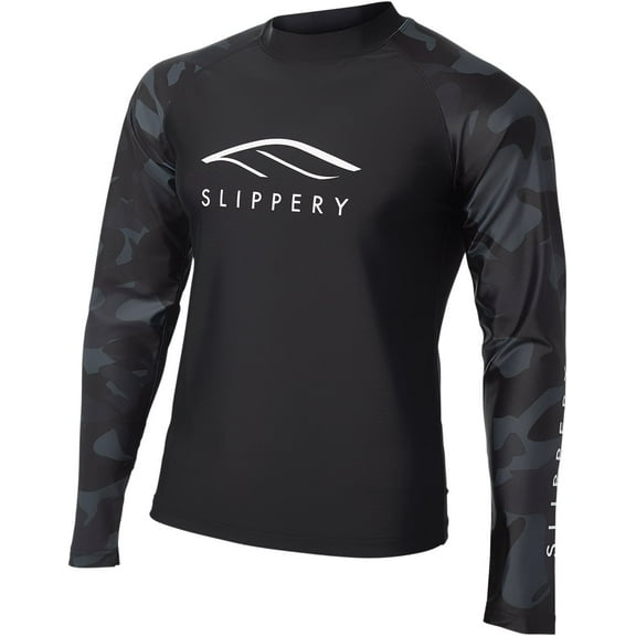 Slippery Long Sleeve Mens Rashguard Black/Camo LG