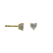 CZ 10kt Yellow Gold Heart Stud Earrings
