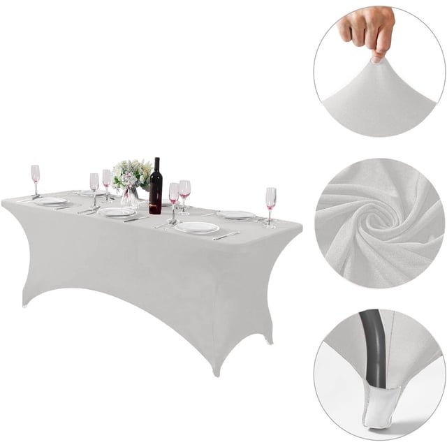 Housse de Table Extensible en Polyester pour Tables Rectangulaires – Design Ajusté Élastique pour Fêtes en Plein Air Mariages Banquets et Réunions – Nappes Durables et Foncées pour Fêtes Vêtements de Table pour 8
