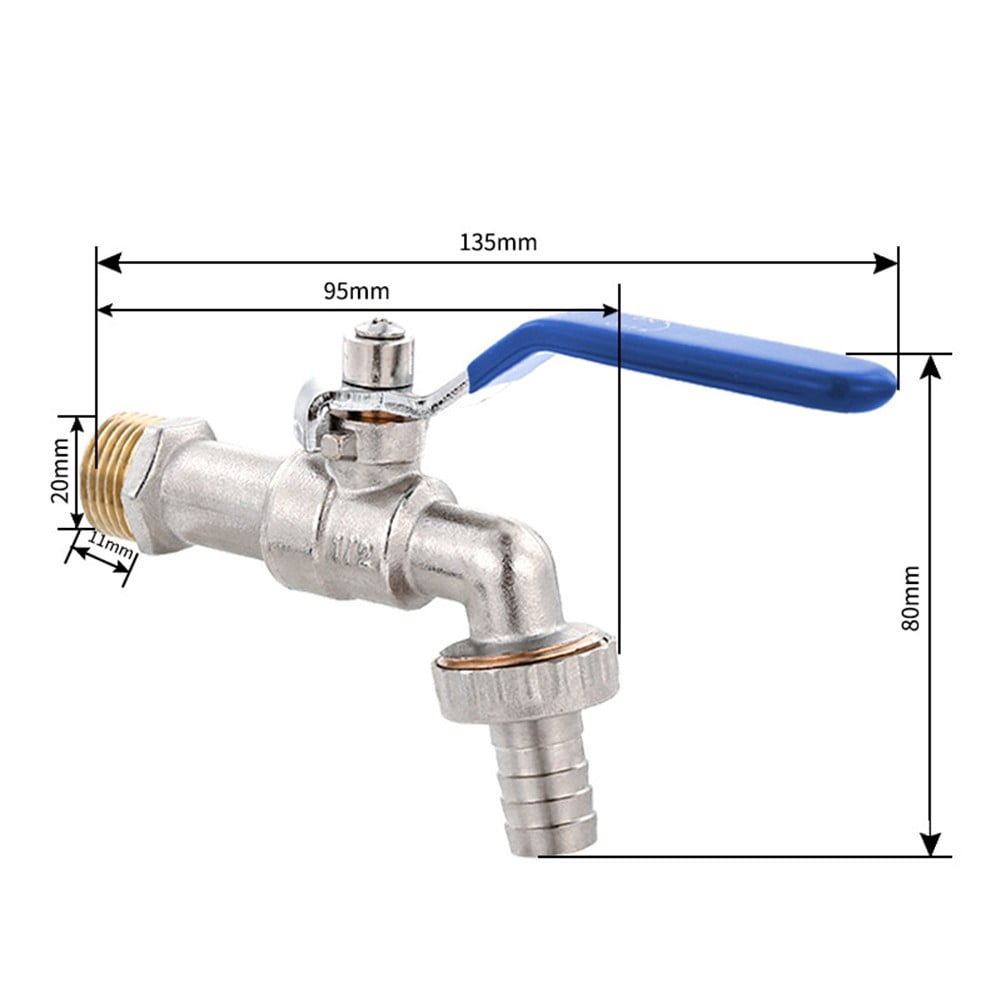 RichLink Single Long Handle Tap Brass Water Faucet Antifreeze Outdoor Garden Irrigation blue