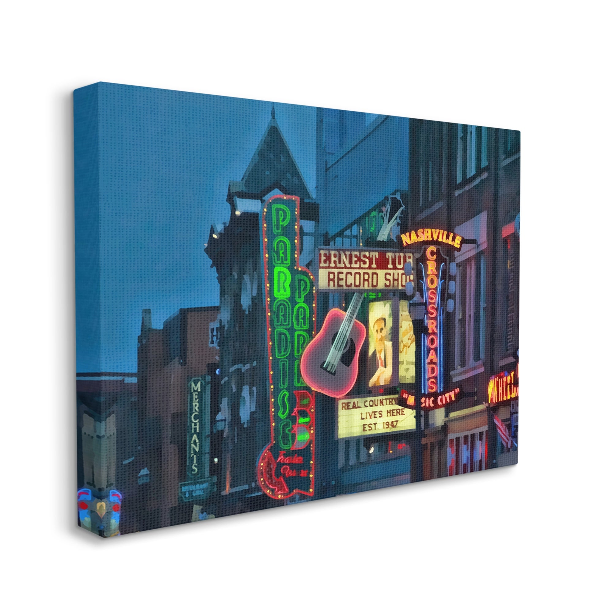 Stupell Industries Nashville Music Night Scene Southern Urban Architecture, 48 x 36,Design by Daniel Sproul