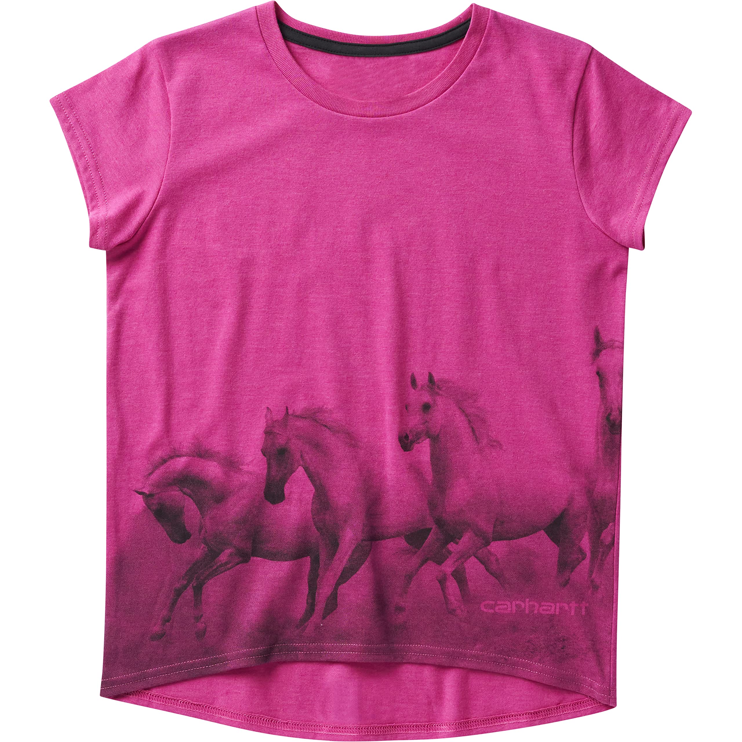 Carhartt Girls' Toddler Short-Sleeve Crewneck Running Horse T-Shirt, Raspberry Rose Heather, 2T