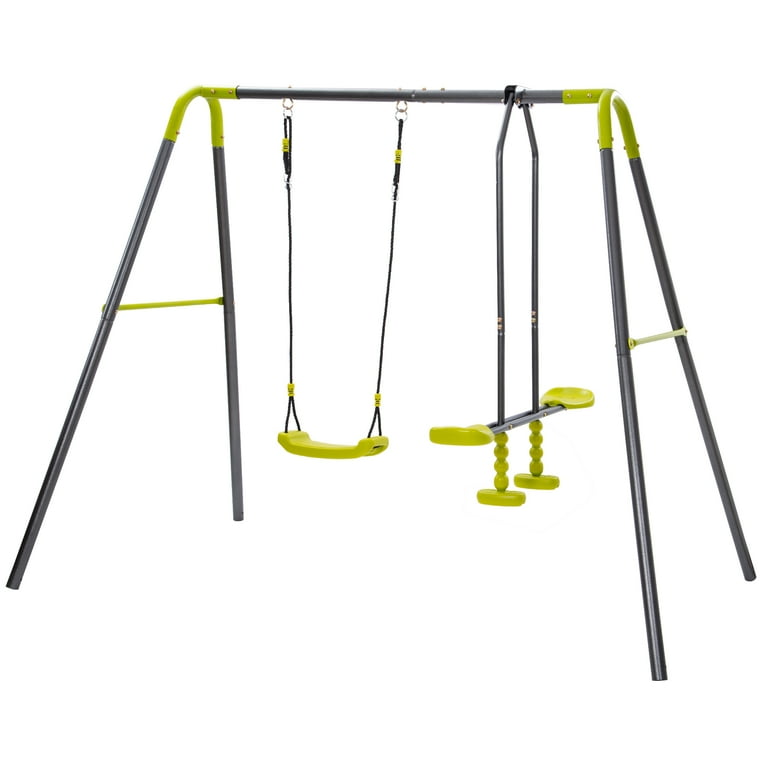 Qhomic 4 in 1 Swing Set, Heavy Duty A-Frame Swing Frame, Weight Capacity 440 lbs Adjustable Outdoor Playground with Swing Seat, Bird's Nest Swing Seat