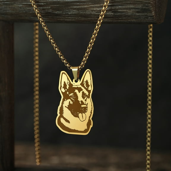 German Shepherd Dog Men Necklace Stainless Steel Punk Jewelry Stainless Steel Jewelry Vintage Necklace