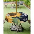 thumbnail image 4 of Fsddascl Sunflower Black Outdoor Tablecloth - 54 Inch Round Dining Table Cover, Vintage Yellow Floral Botanical Plant Waterproof Outdoor Table Cloth with Umbrella Hole & Zipper for Picnic/Patio, 4 of 7