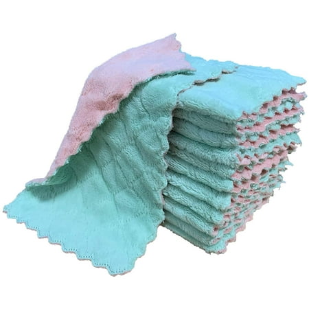 

12 Pack Kitchen Cloth Dish Towels Premium Dishcloths Super Absorbent Coral Velvet Dishtowels Nonstick Oil Washable Fast Drying