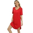 thumbnail image 7 of Women Short Sleeve Nightgowns Lace Trim Nightdress V Neck Pajama Night Vintage Sexy Sleep Shirts Summer Sleepwear Soft Nightshirt Homewear,Red S-XXL, 7 of 7