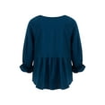 thumbnail image 3 of Liacowi Women Casual Ruffle Long Sleeve Top V-Neck Flowy Blouse Shirt Drawstring Loose Shirt, 3 of 9