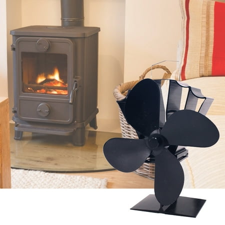 

LA TALUS 4 Blades Heat Powered Fan Innovative Convenient Alumina Saving Fuel Fireplace Fan for Wall Black