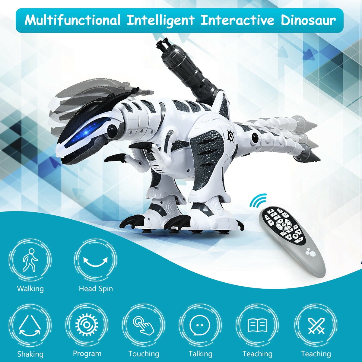 Kids RC Robot Dinosaur Intelligent Interactive Remote Control Roars & Fight Mode 
