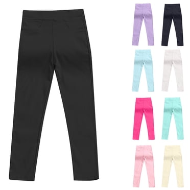 WRKEKC Girls Leggings Skinny Fitting Elastic Waist Candy Color Stretchy Comfy Breathable Everyday Casual Pants for Girls 3-10 Years Spring Summer Wear