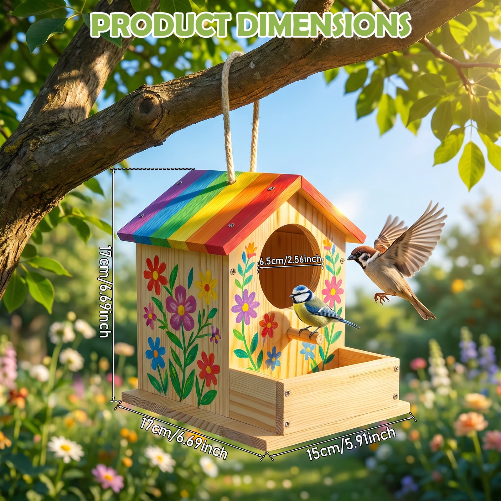 Threns Bird House Kit, 2 Pack DIY Wooden Birdhouse Kits, Arts and Crafts Painting Kit, Buildable DIY Birdhouse Kit for Kids, Summer Arts and Craft Projects with Paint and Brush