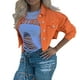 thumbnail image 3 of Txlixc Blusa de denim para mujeres, chaqueta de cuello de solapa de manga larga de color sólido Txlixc  moda, 3 of 9