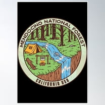 Mendocino National Forest River Camp Poster Wall Art, Modern Wall Decor, 12x18 UNFRAMED