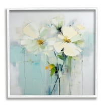 Stupell Industries Abstract White Petals Abstract Painting White Framed Art Print Wall Art, 24 x 24