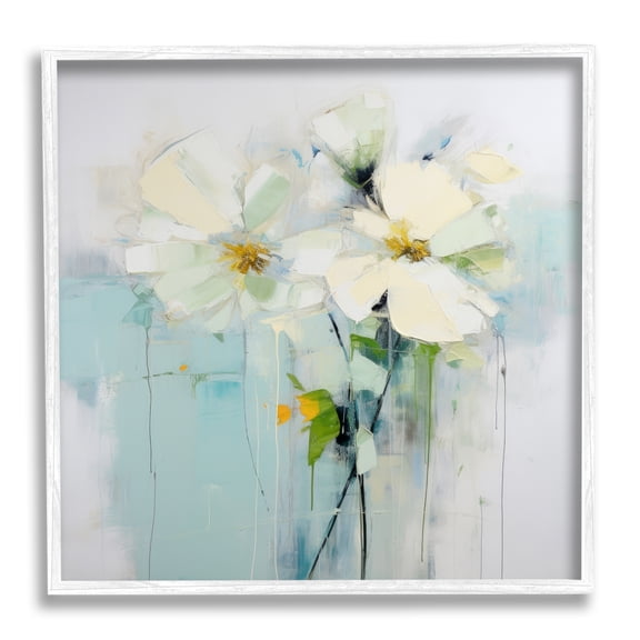 Stupell Industries Abstract White Petals Abstract Painting White Framed Art Print Wall Art, 24 x 24