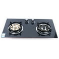 Kitchen Gas Cooktop Stove Top 2 Burners Tempered Glass Builtin LPG/NG Black
